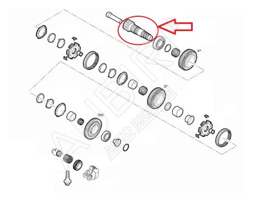 Gearbox shaft Fiat Ducato since 2021 2.2D secondary for R/3/4th gear, 15/73 teeth