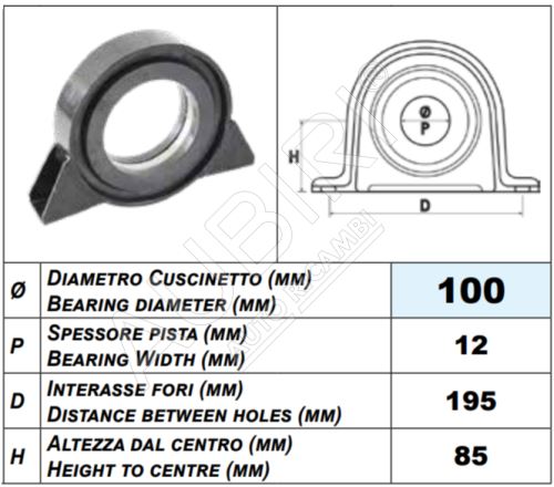 Propshaft bearing Iveco EuroCargo 80/100E 100mm