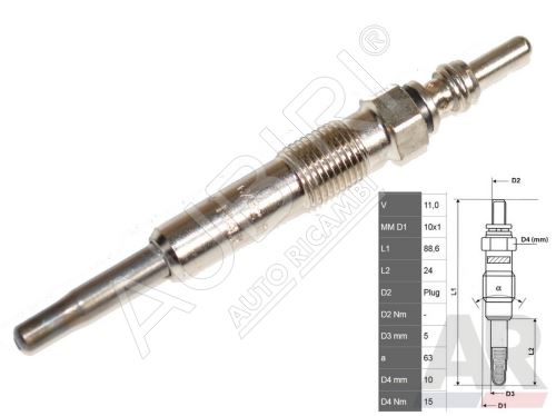 Glow plug Renault Master/Trafic/Kangoo 1998-2010 1.5/,9 dCi