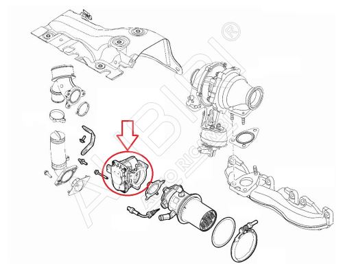 Throttle body Fiat Ducato since 2021 2.2D, Doblo 2016-21 1.6D - low pressure circuit