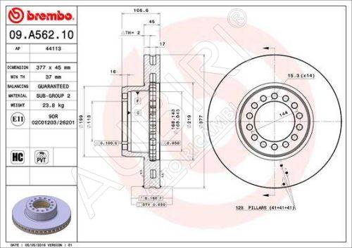 Brake disc Iveco EuroCargo since 2015 150/160E front, 376mm