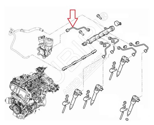 Injection pump high pressure pipe Fiat Ducato since 2021 2.2D to ramp