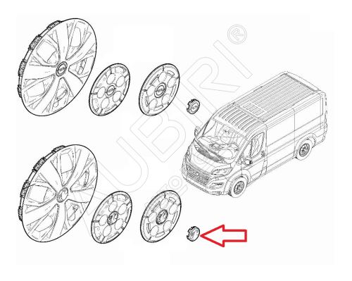 Wheel cover Vauxhall Movano since 2021 in the middle for alloy wheels 60mm