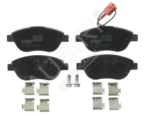 Brake pads Fiat Doblo since 2010 front, 1-sensor, with accessories, system BOSCH