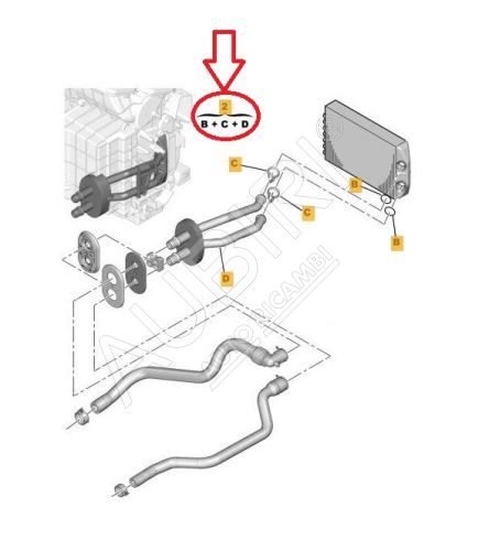 Heating radiator pipe Citroën Berlingo, Peugeot Partner 2008-2018