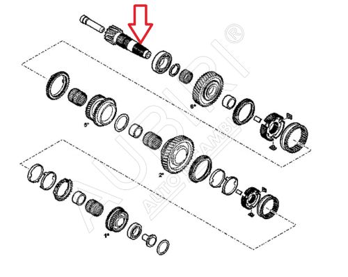 Gearbox shaft Fiat Ducato since 2021 2.2D secondary for 1/2/5/6th gear, 15/73 teeth