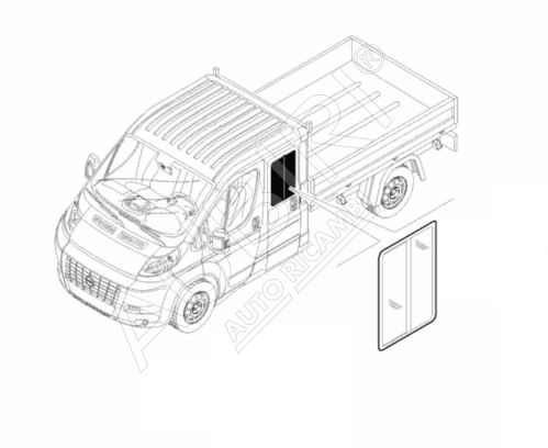 Door glass Fiat Ducato 2006- rear left, flatbed, double cab