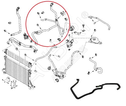 Water hose Renault Master since 2010 2.3 dCi