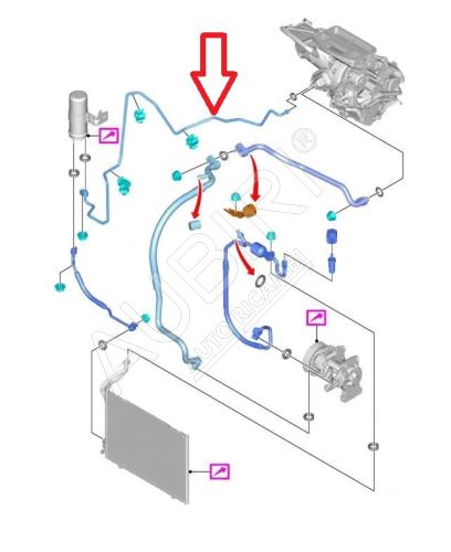 A/C pipe Ford Transit Courier 2014-2018 to heating