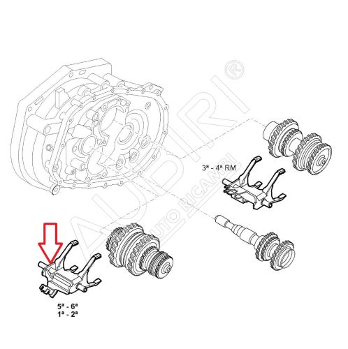 Shift fork Fiat Ducato od 2021 2.2D, Doblo 2010-2022 1.4i/1.6/2.0D for 1-2/5-6. gear