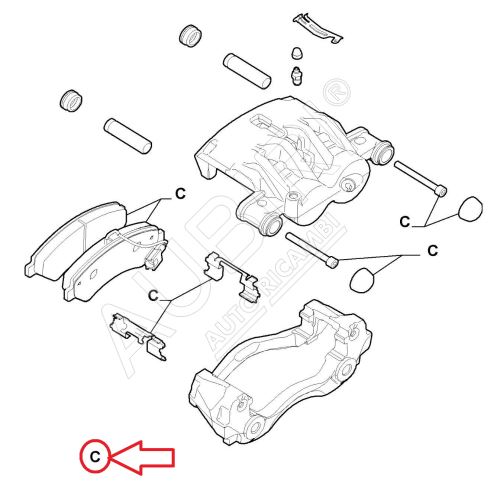 Brake pads Fiat Ducato since 2023 front, with accessories