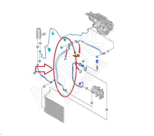 Air con hose Ford Transit Courier 2014-2018 from compressor to evaporator