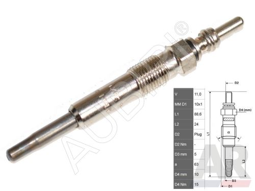 Glow plug Renault Master 1997-2010 1.9D, Trafic 2001-2014 1.9D, Kangoo 1998-2013 1.5D